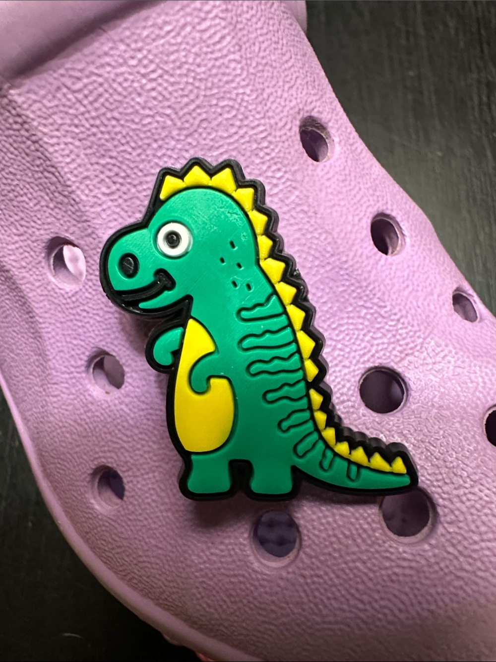 Jibbitz Green & Yellow Dinosaur Shoe Charm